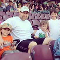 Jake and sons at Dayton Dragons game