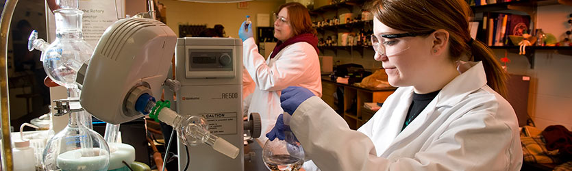 photo of a student working in a lab