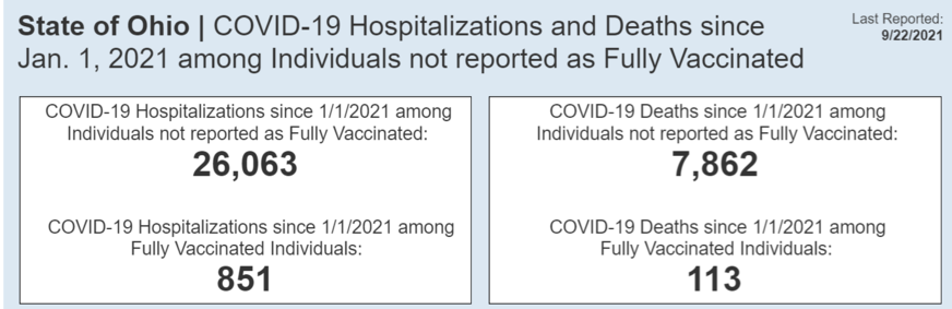 State of Ohio COVID-19 Hospitalizations and Deaths