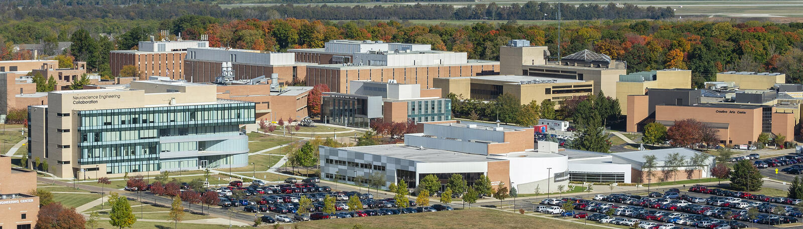 aerial photo of wright state university campus