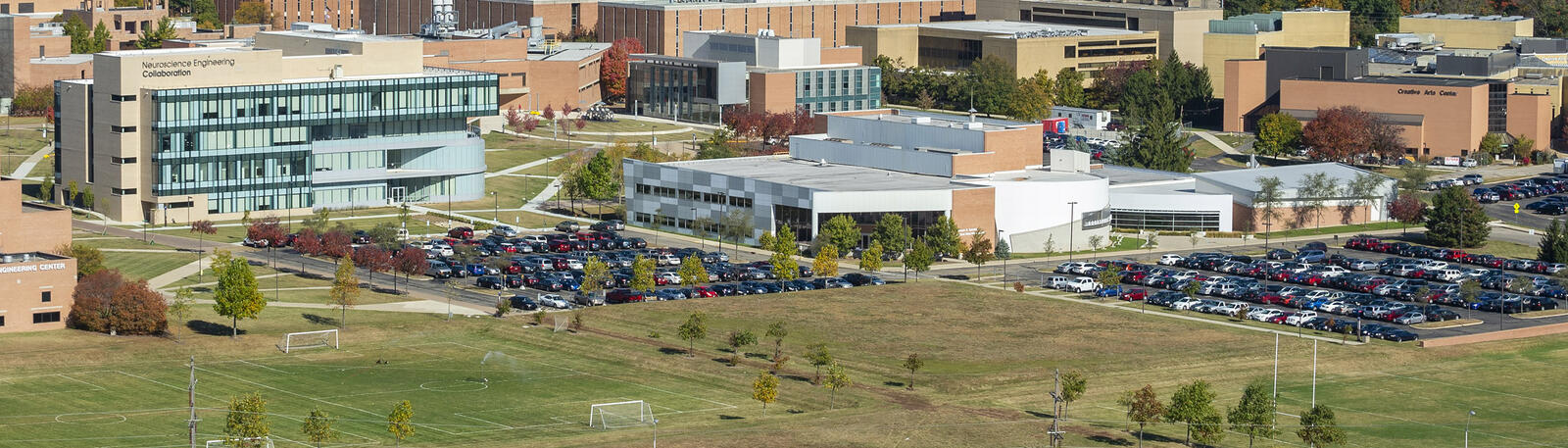 aerial photo of wright state university campus