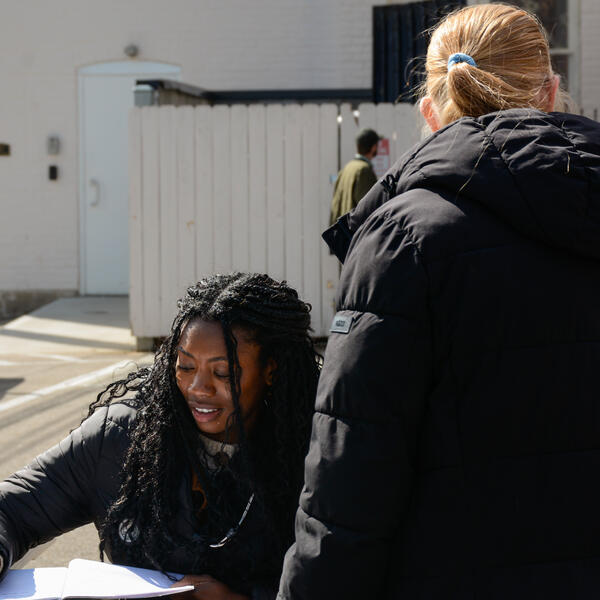 photo of person taking information