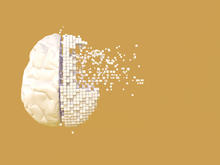 brain transforming into digital squares