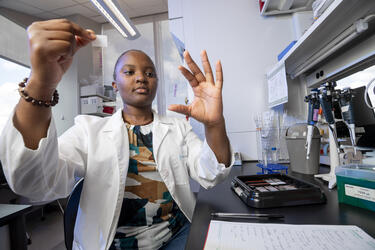 photo of a student working in a lab