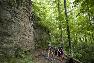 photo of students climbing outdoors